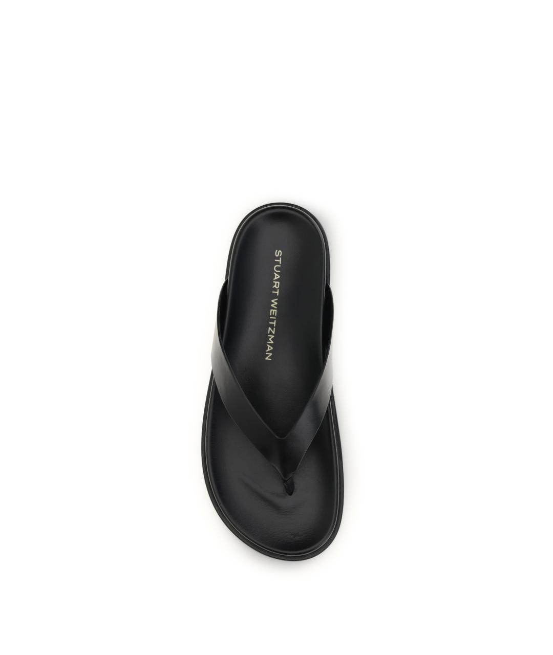 STUART WEITZMAN Черные кожаные шлепанцы, фото 4