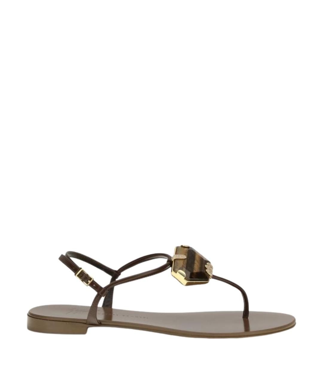 GIUSEPPE ZANOTTI DESIGN Коричневые кожаные сандалии, фото 1