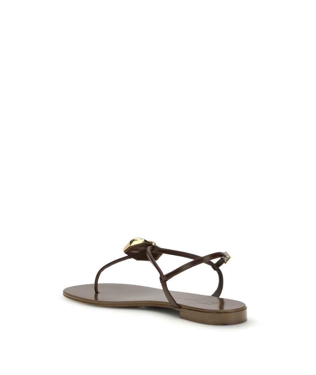 GIUSEPPE ZANOTTI DESIGN Коричневые кожаные сандалии, фото 3