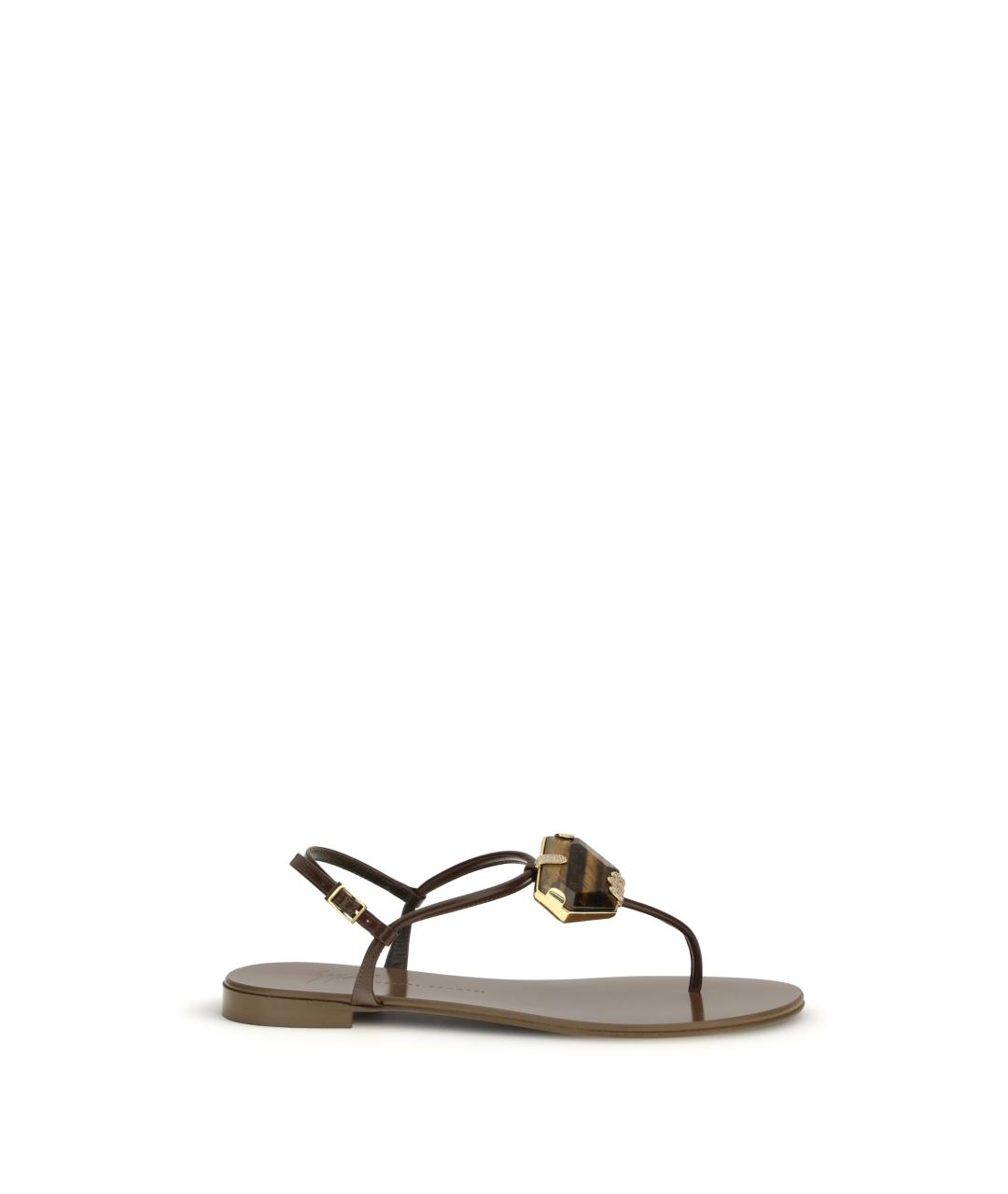 GIUSEPPE ZANOTTI DESIGN Коричневые кожаные сандалии, фото 5