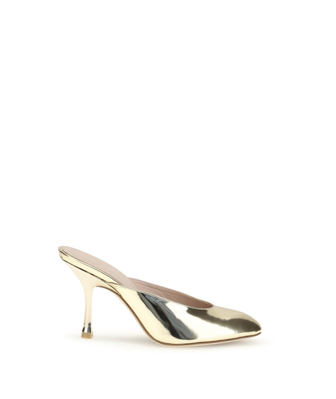 STUART WEITZMAN Золотые кожаные мюли, фото 5