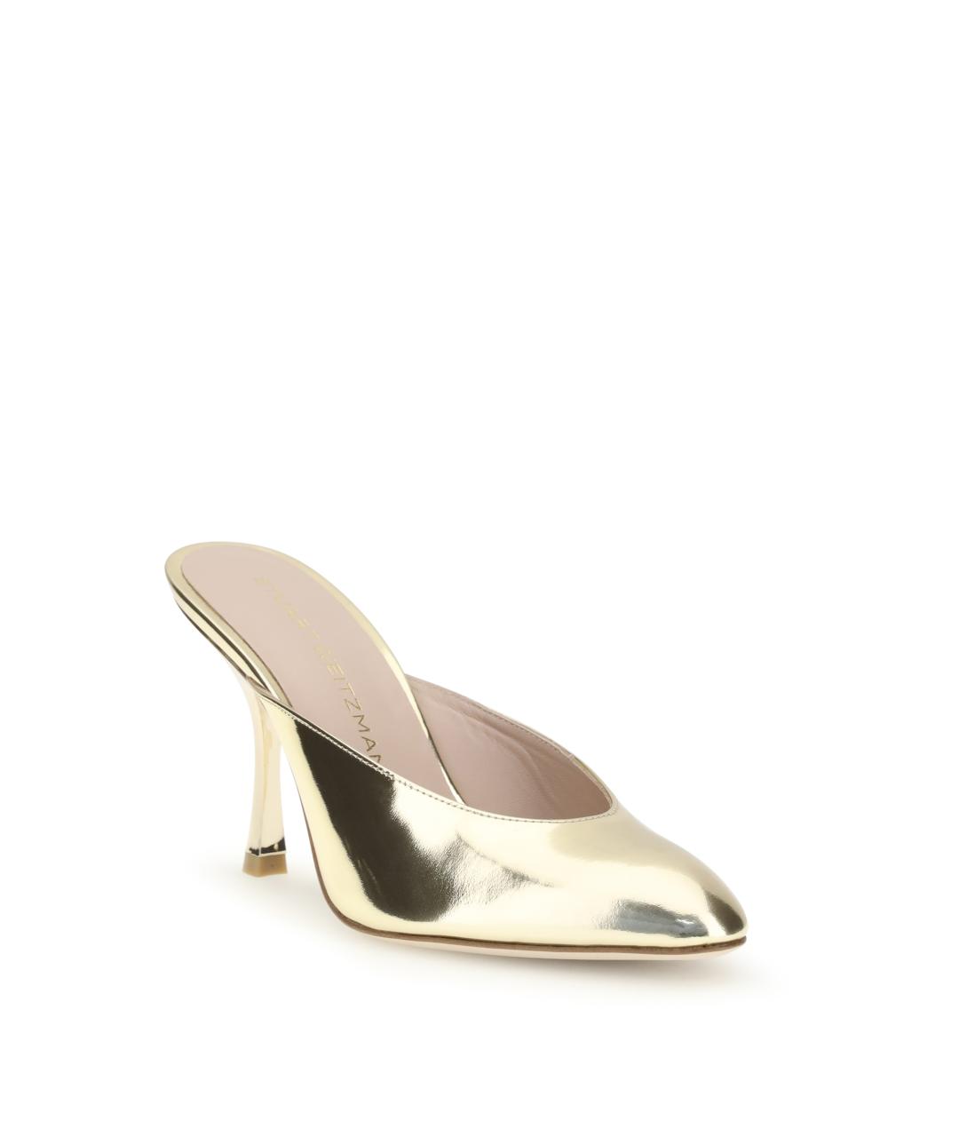 STUART WEITZMAN Золотые кожаные мюли, фото 2