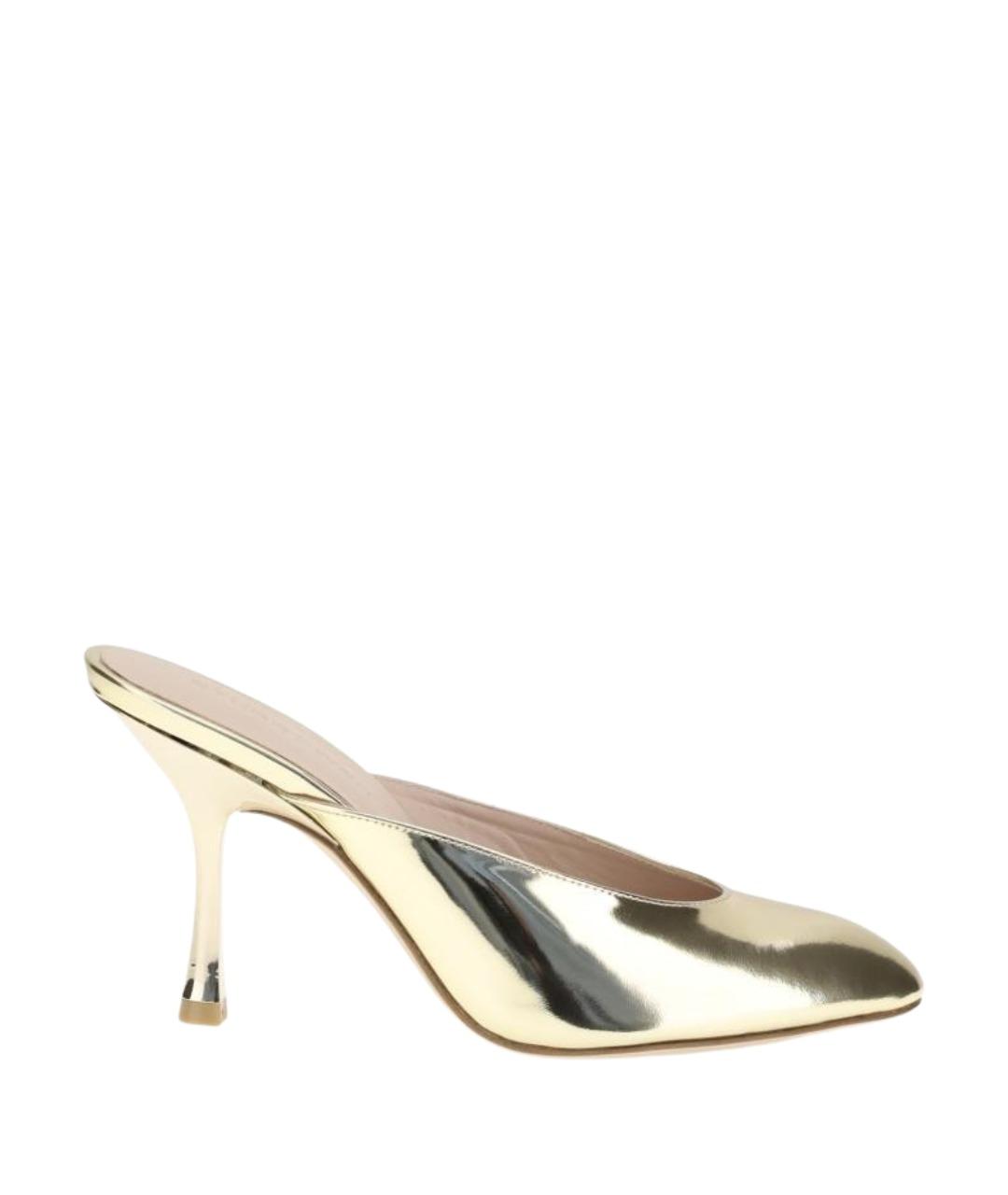 STUART WEITZMAN Золотые кожаные мюли, фото 1