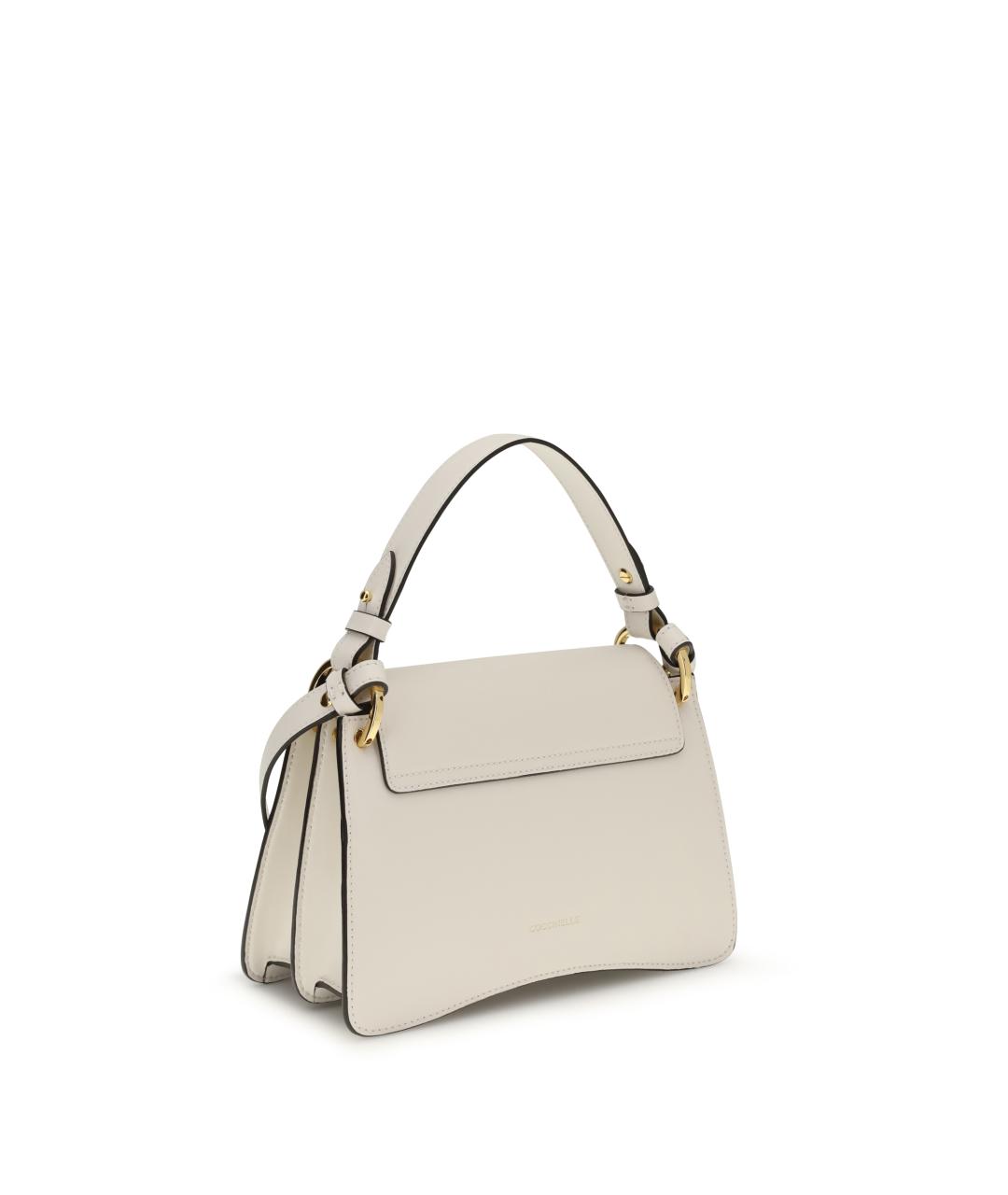COCCINELLE Белая кожаная сумка с короткими ручками, фото 3