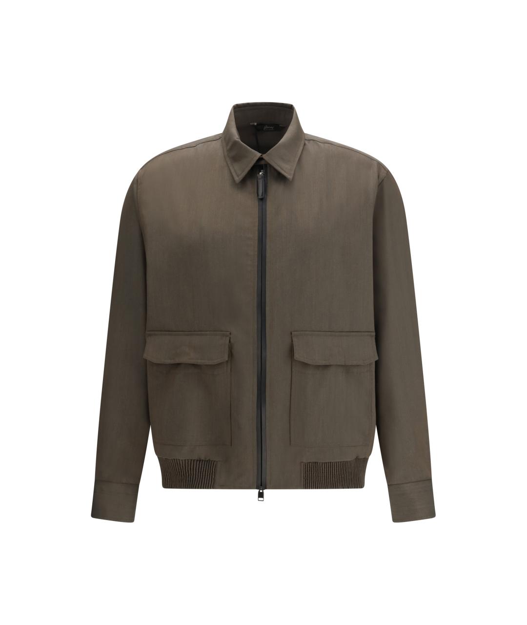 BRIONI Хаки шерстяная куртка, фото 1