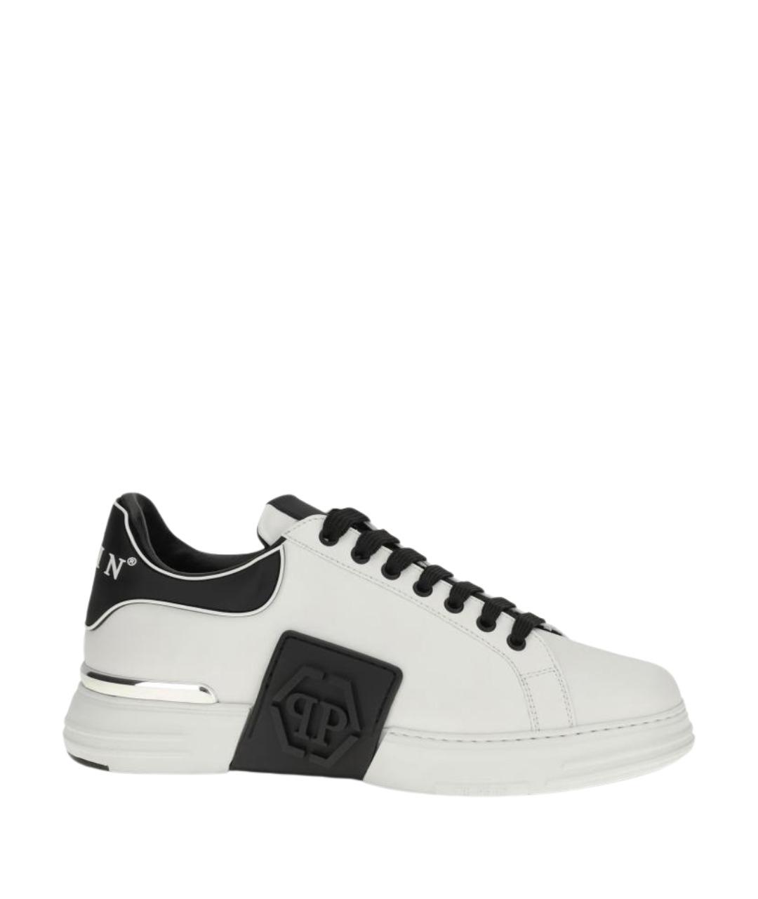 PHILIPP PLEIN Белые кожаные низкие кроссовки / кеды, фото 1