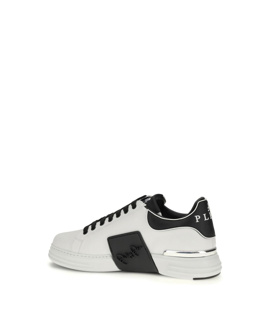 PHILIPP PLEIN Белые кожаные низкие кроссовки / кеды, фото 3