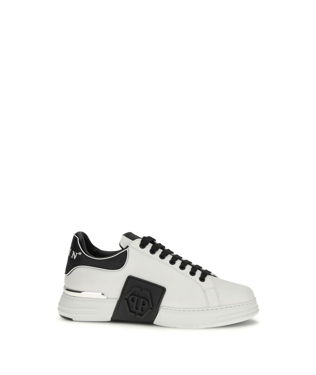 PHILIPP PLEIN Белые кожаные низкие кроссовки / кеды, фото 5