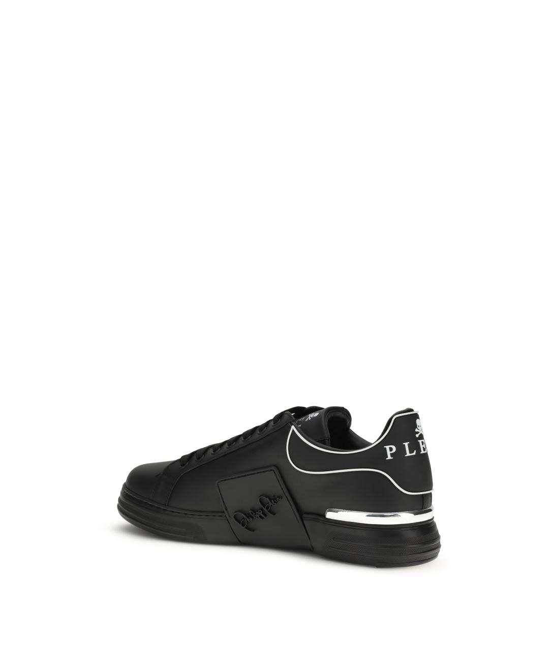 PHILIPP PLEIN Черные кожаные низкие кроссовки / кеды, фото 3