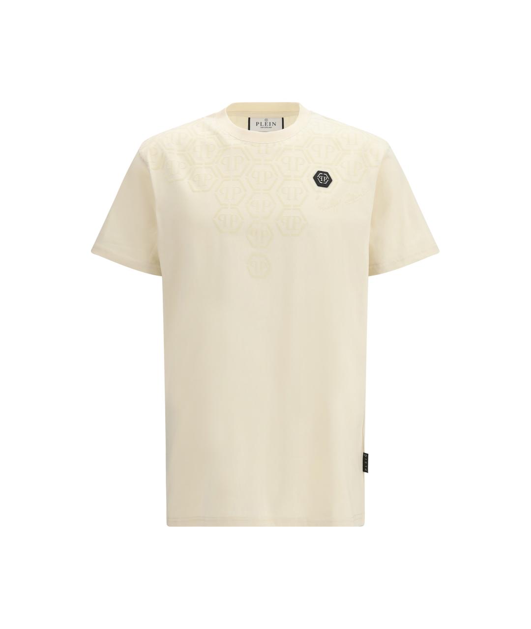 PHILIPP PLEIN Бежевая хлопковая футболка, фото 4