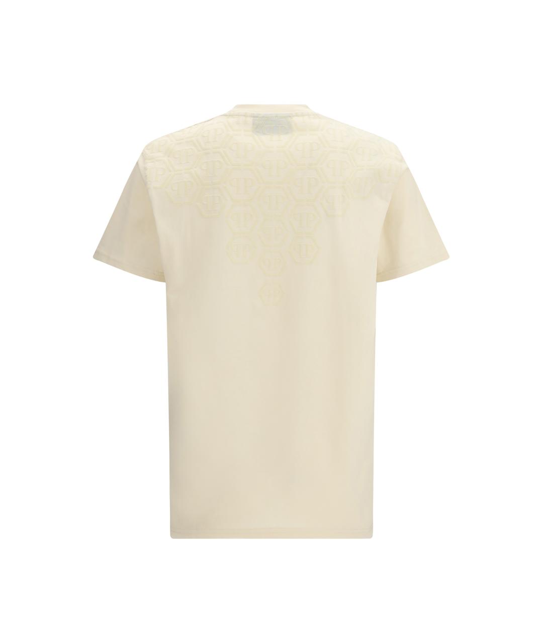 PHILIPP PLEIN Бежевая хлопковая футболка, фото 2
