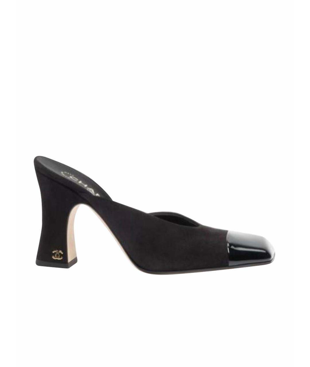 CHANEL Черные замшевые мюли, фото 1