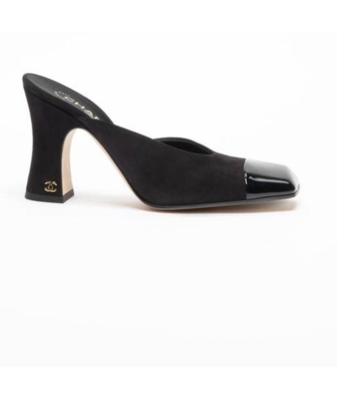 CHANEL Черные замшевые мюли, фото 4