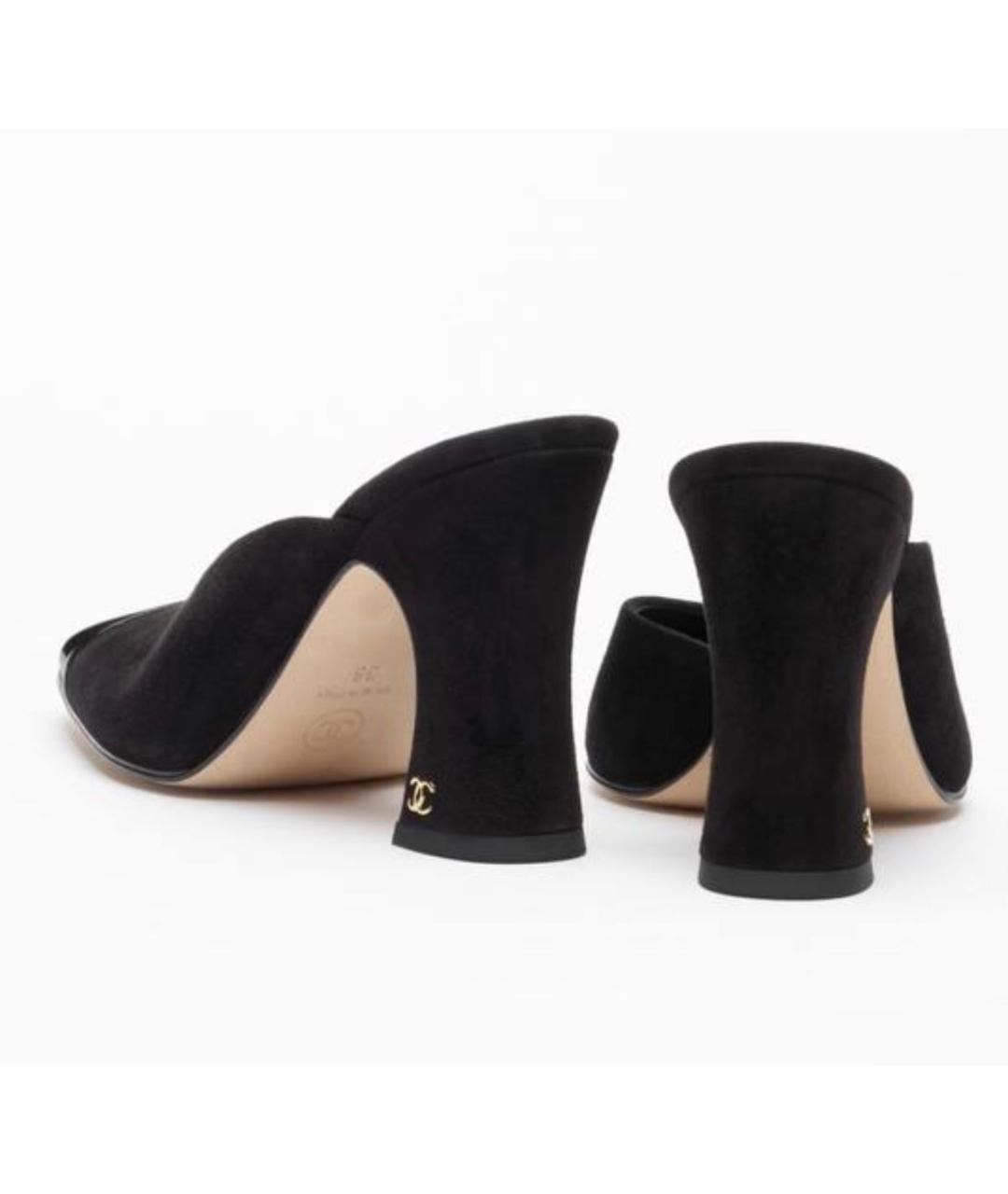 CHANEL Черные замшевые мюли, фото 3