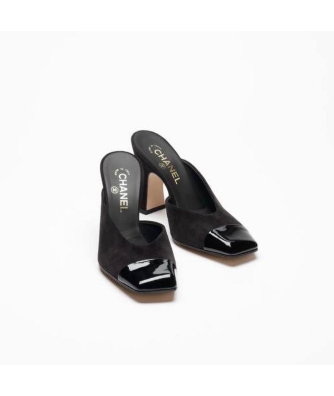 CHANEL Черные замшевые мюли, фото 2
