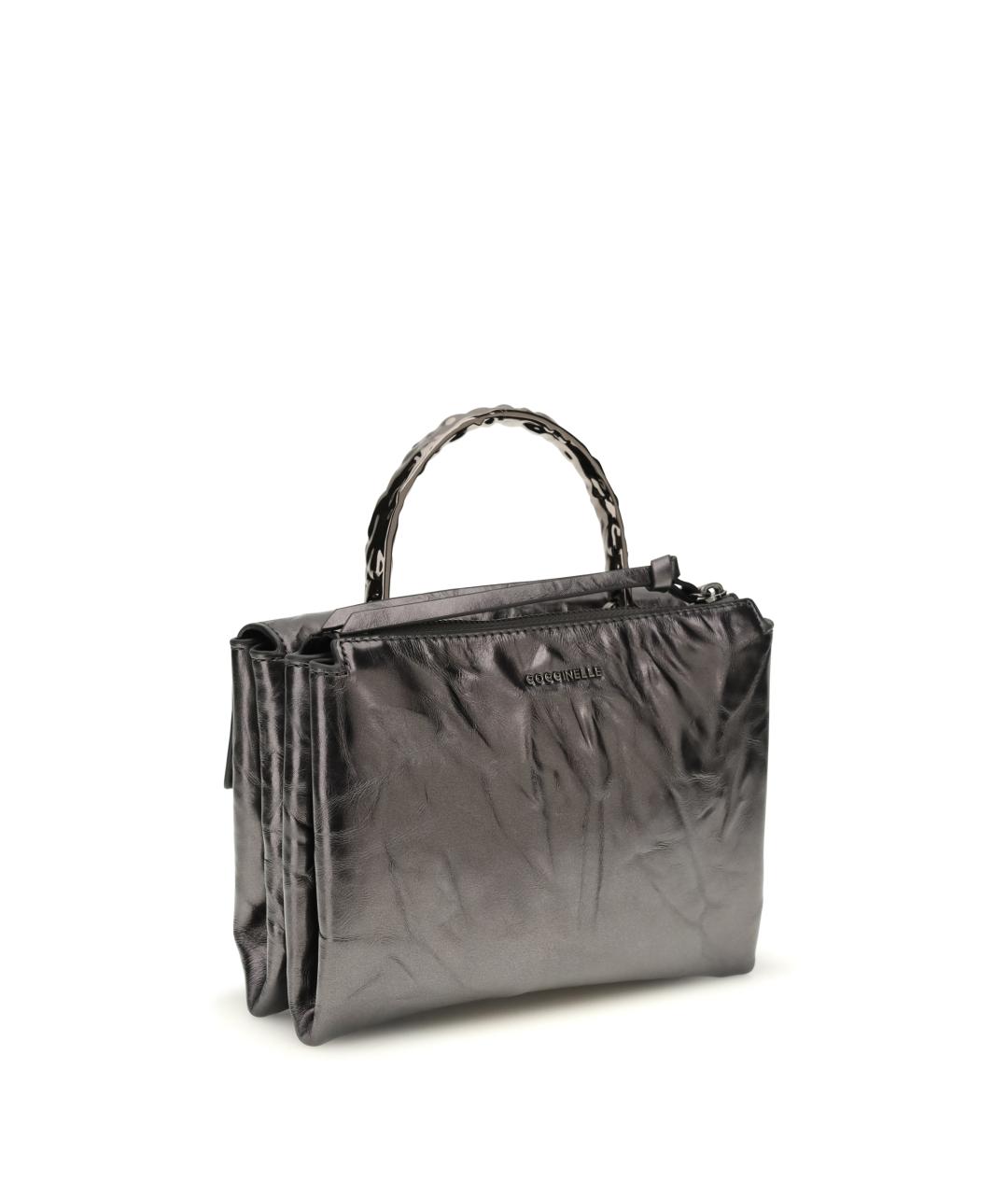 COCCINELLE Серая кожаная сумка через плечо, фото 3