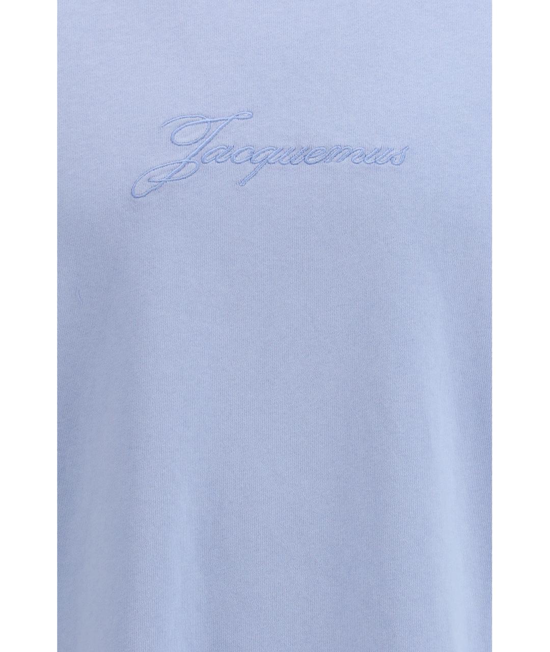 JACQUEMUS Голубая хлопковая футболка, фото 3