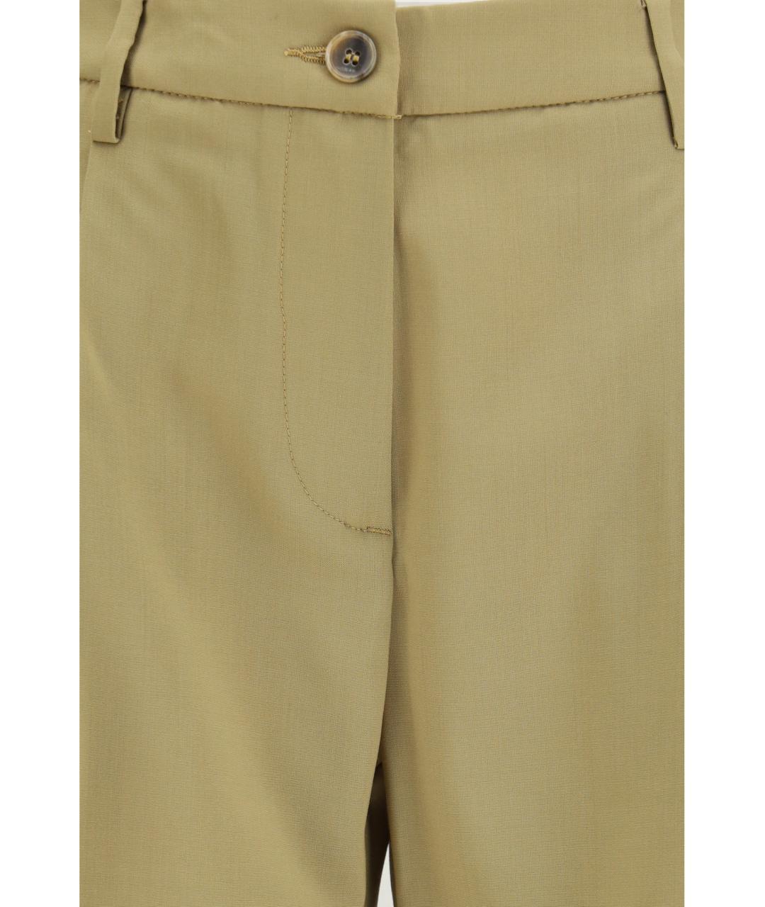 Cruna Зеленые шерстяные прямые брюки, фото 3