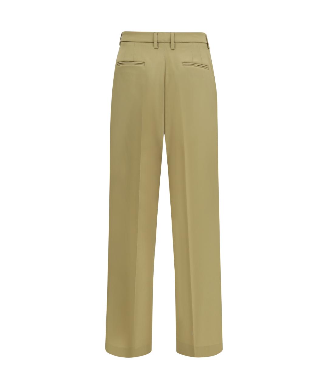 Cruna Зеленые шерстяные прямые брюки, фото 2