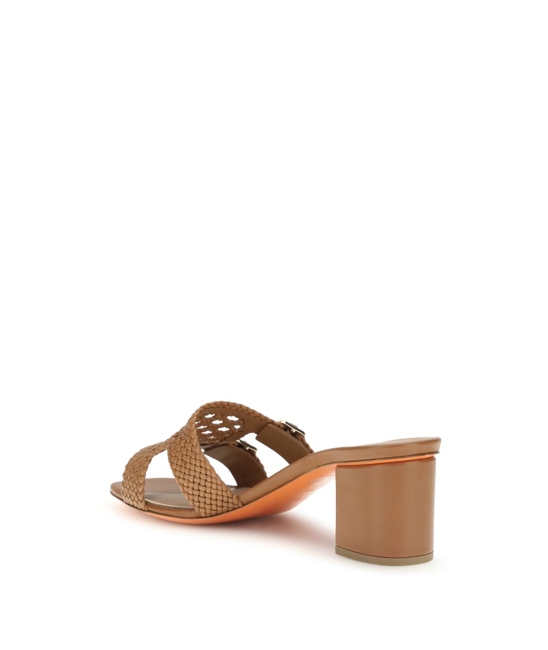 SANTONI Коричневые кожаные мюли, фото 3