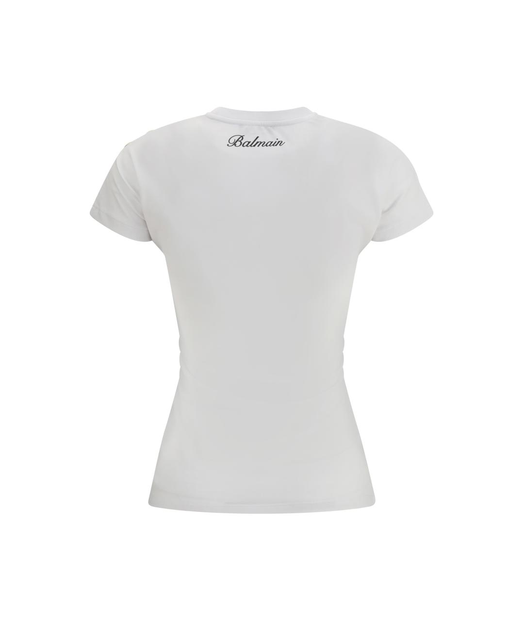 BALMAIN Белая хлопковая футболка, фото 2