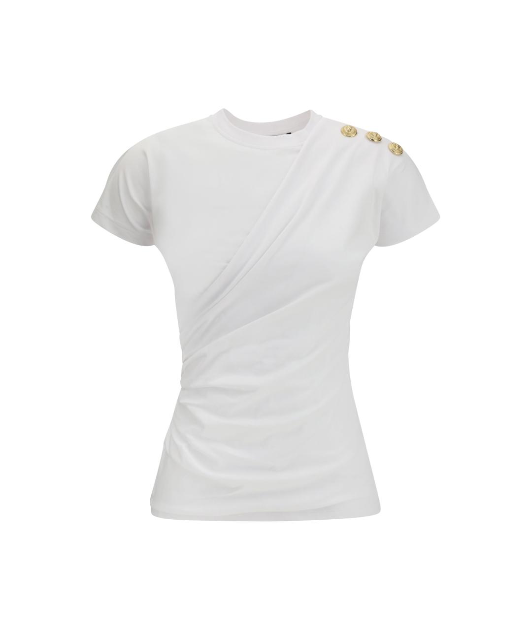 BALMAIN Белая хлопковая футболка, фото 4