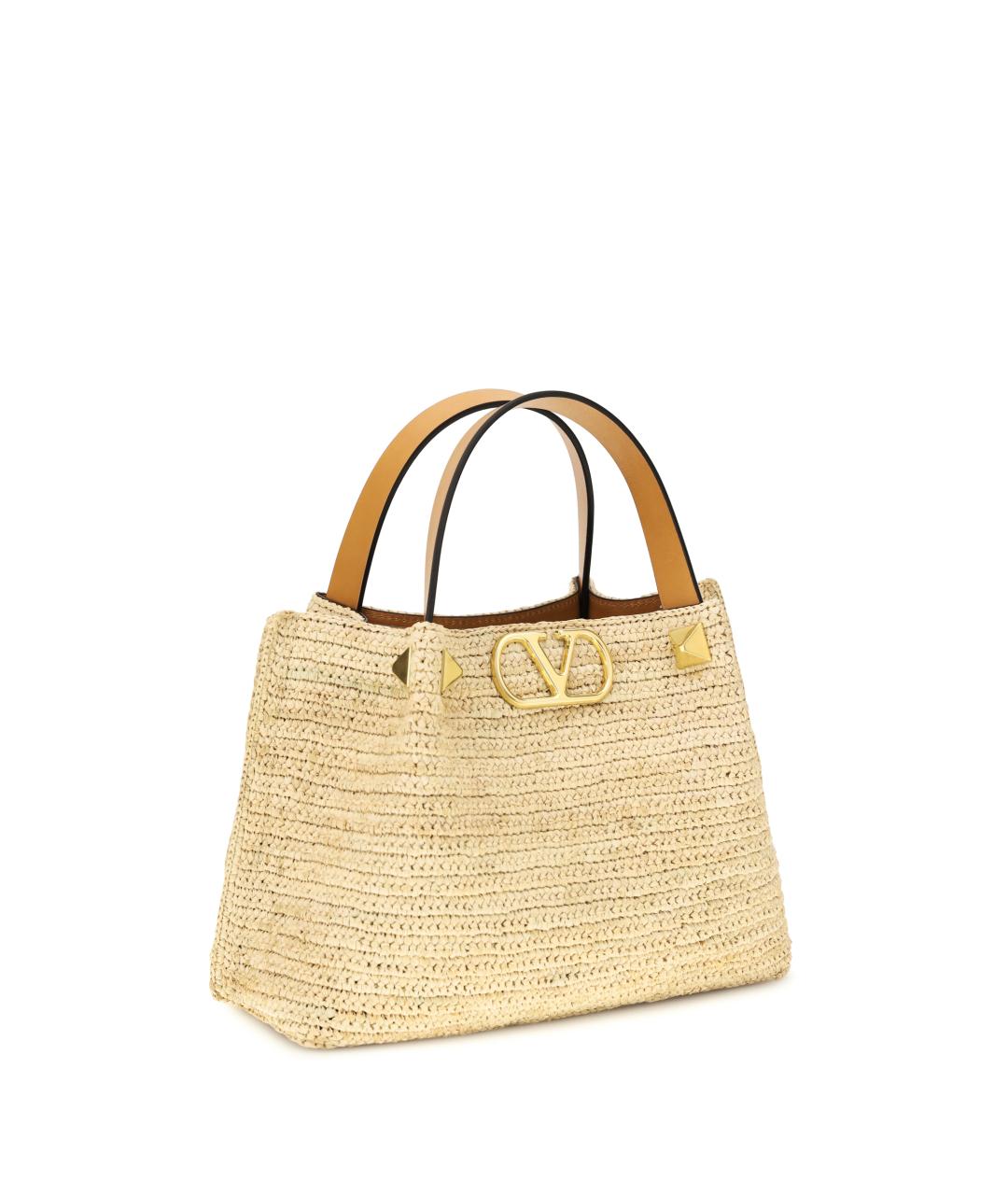 VALENTINO Бежевая пелетеная сумка тоут, фото 2
