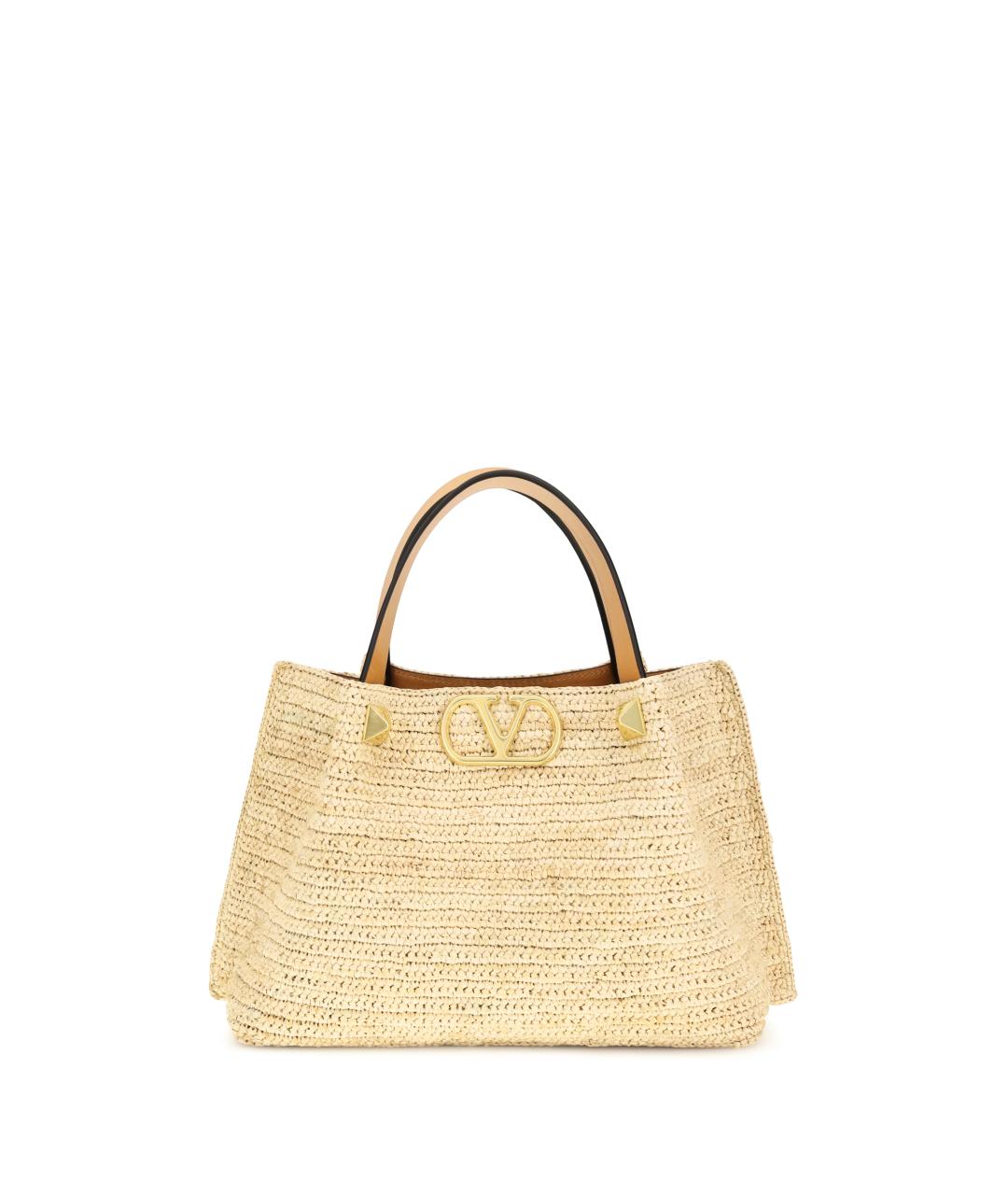 VALENTINO Бежевая пелетеная сумка тоут, фото 1