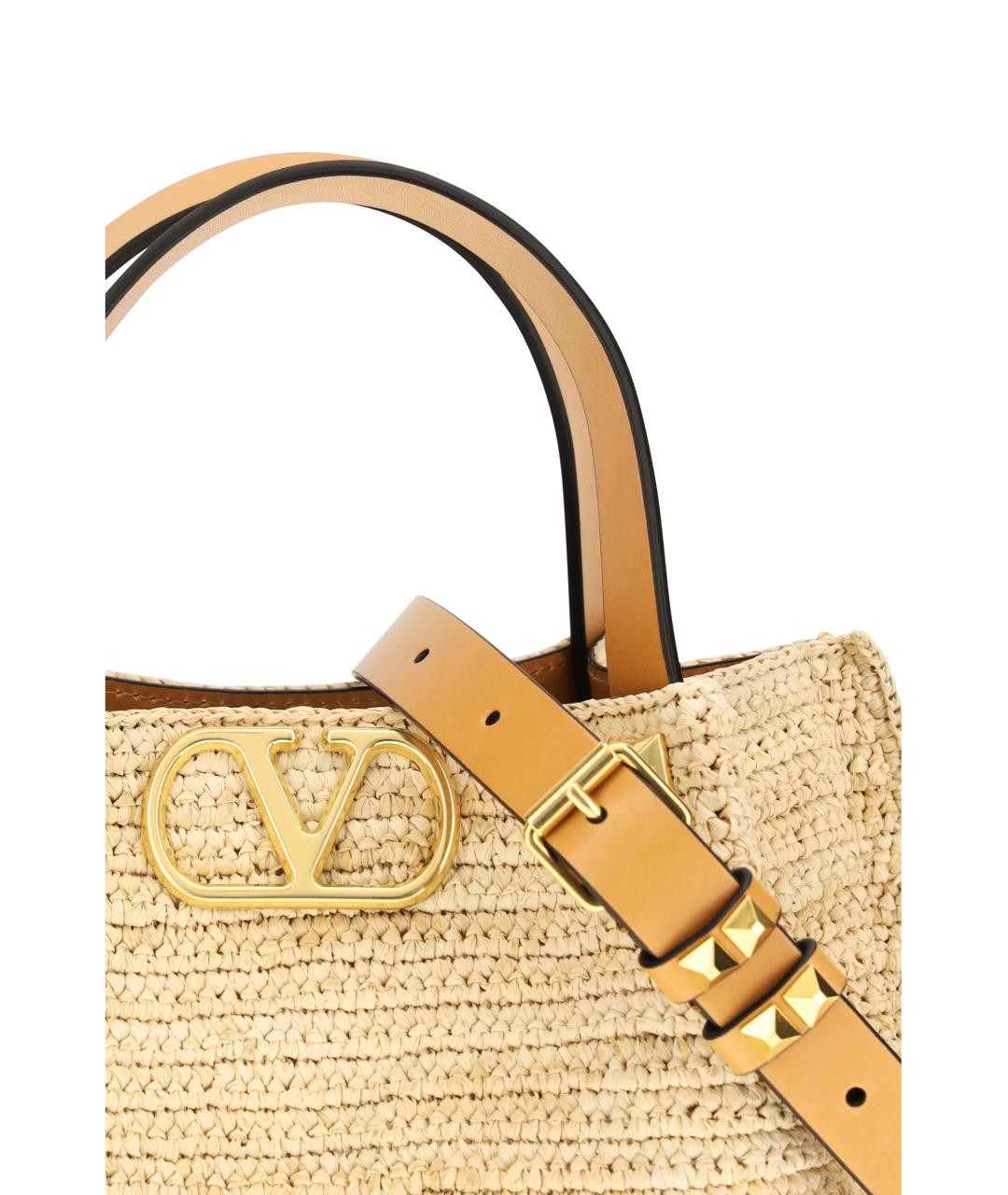 VALENTINO Бежевая пелетеная сумка тоут, фото 4