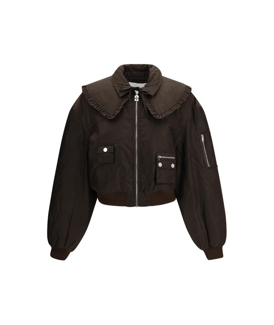 GANNI Коричневая полиамидовая куртка, фото 1