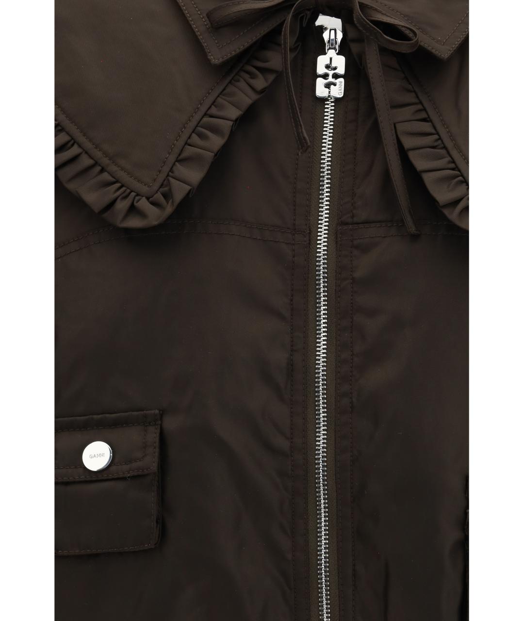 GANNI Коричневая полиамидовая куртка, фото 3
