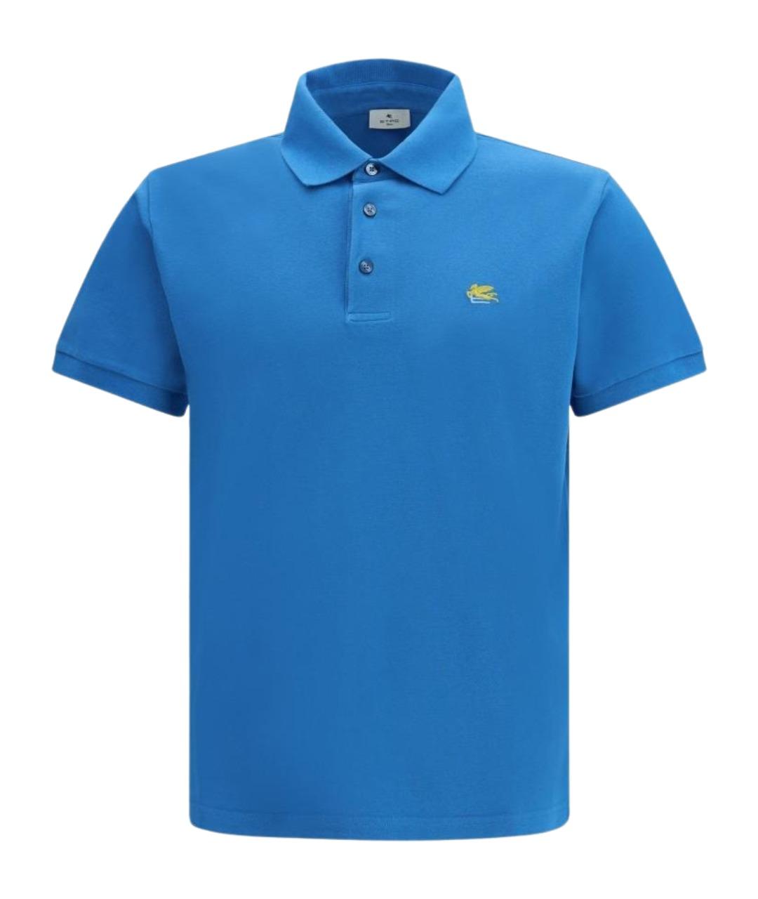 ETRO Синее хлопковое поло с коротким рукавом, фото 1