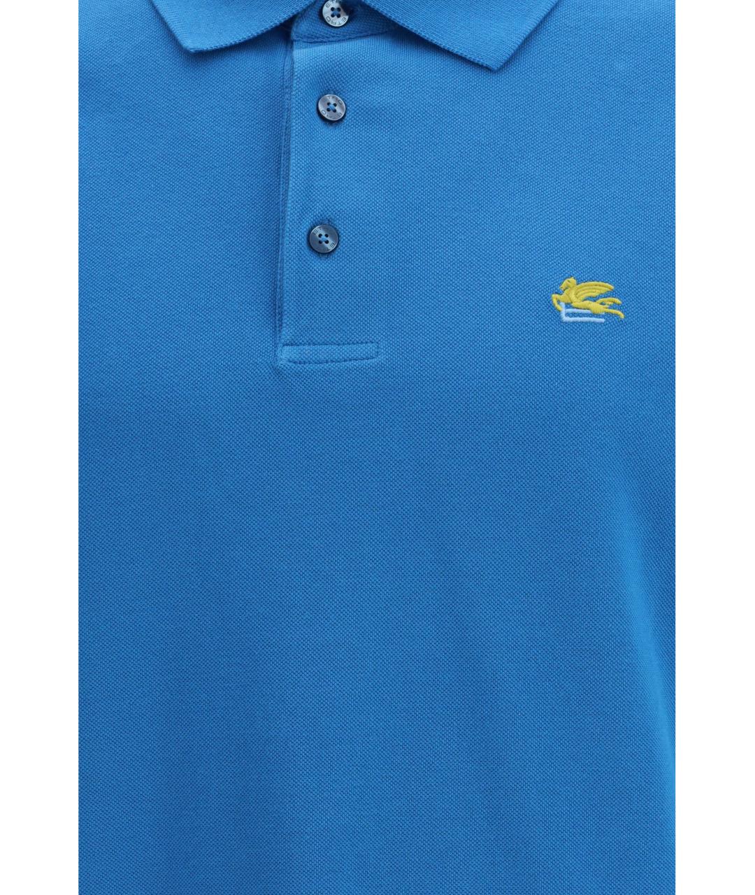 ETRO Синее хлопковое поло с коротким рукавом, фото 3