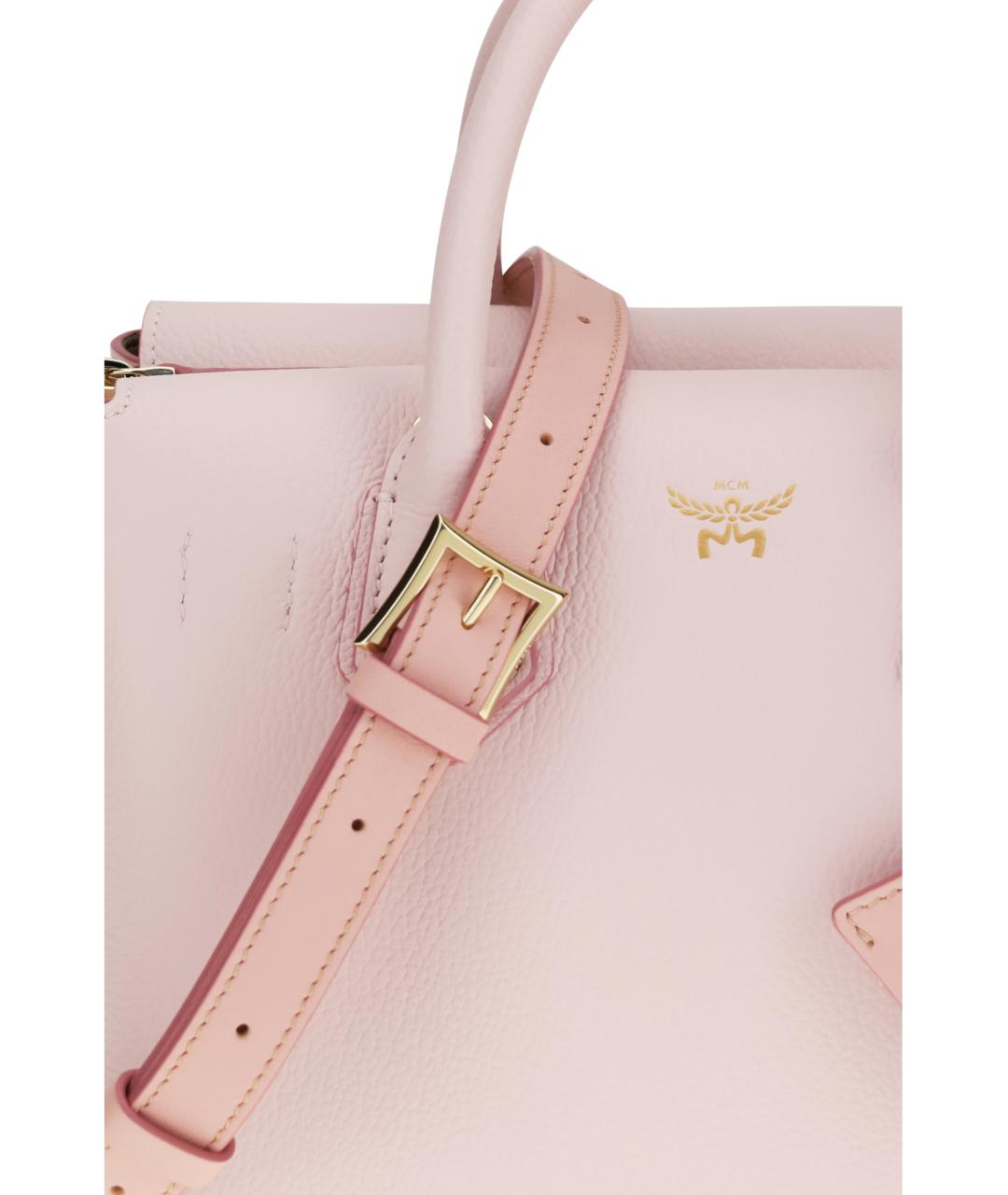 MCM Розовая кожаная сумка тоут, фото 4