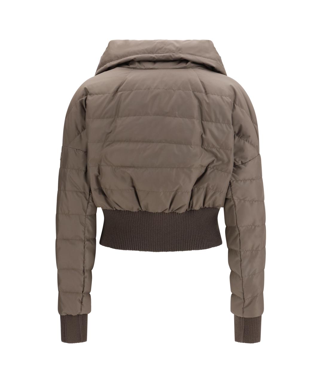 MONCLER Серый полиэстеровый пуховик, фото 2