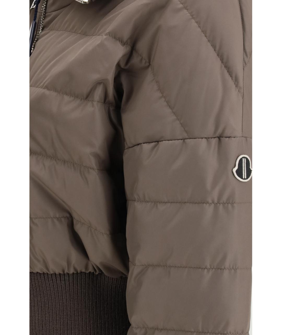 MONCLER Серый полиэстеровый пуховик, фото 3