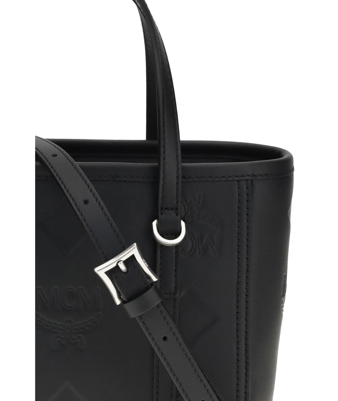 MCM Черная кожаная сумка тоут, фото 4