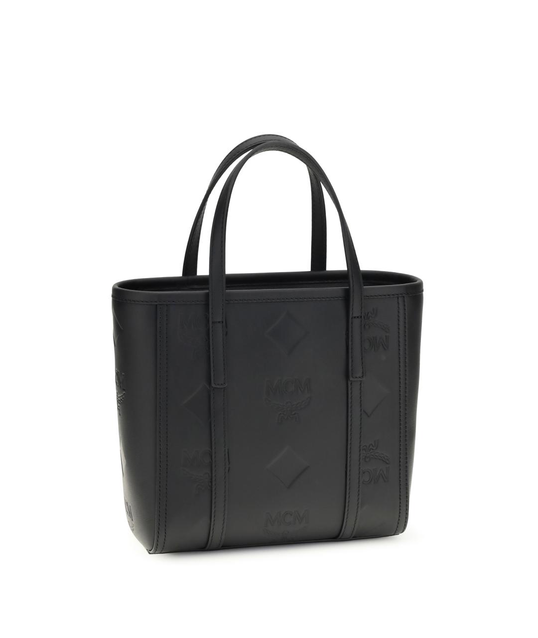 MCM Черная кожаная сумка тоут, фото 3