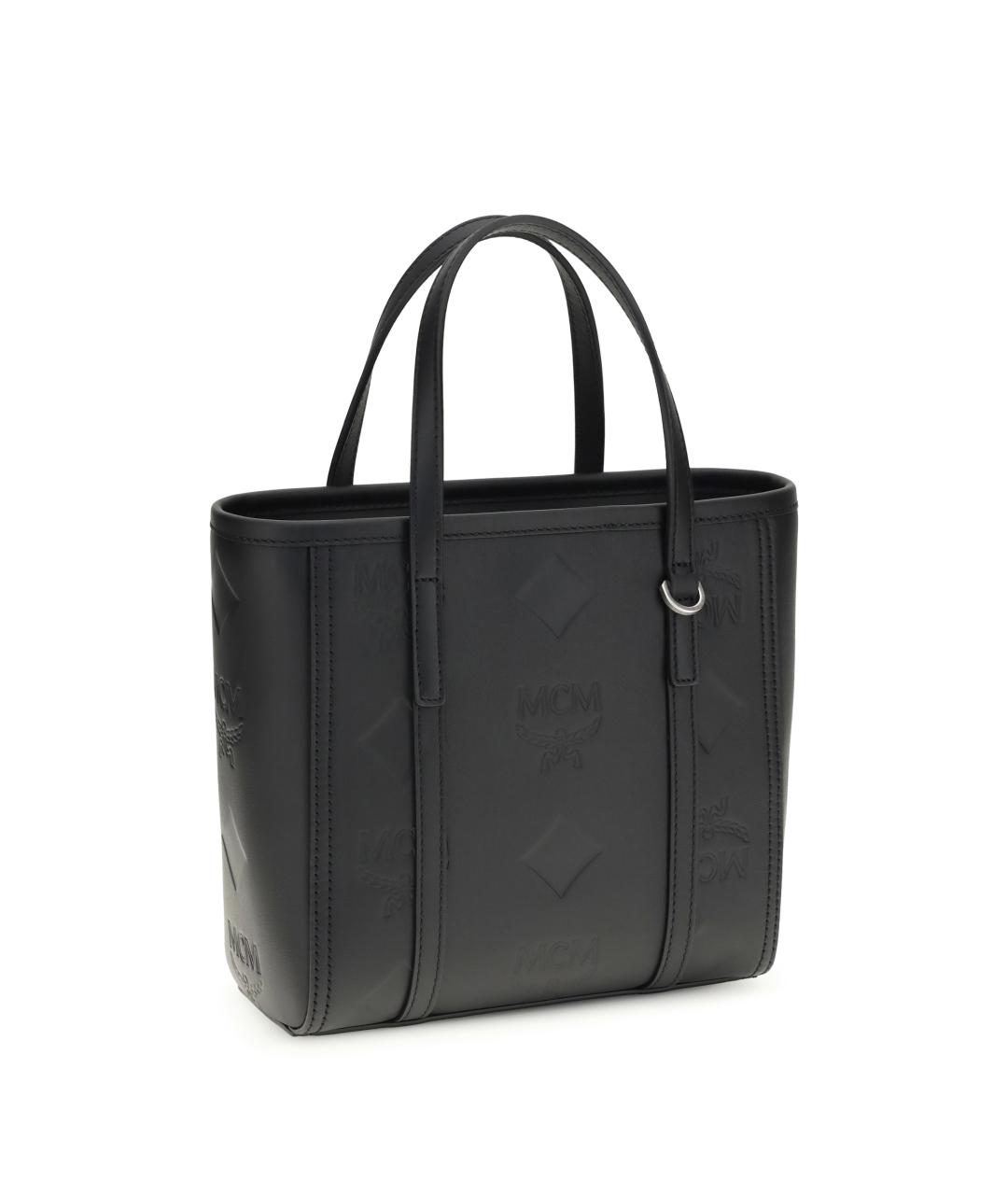 MCM Черная кожаная сумка тоут, фото 2