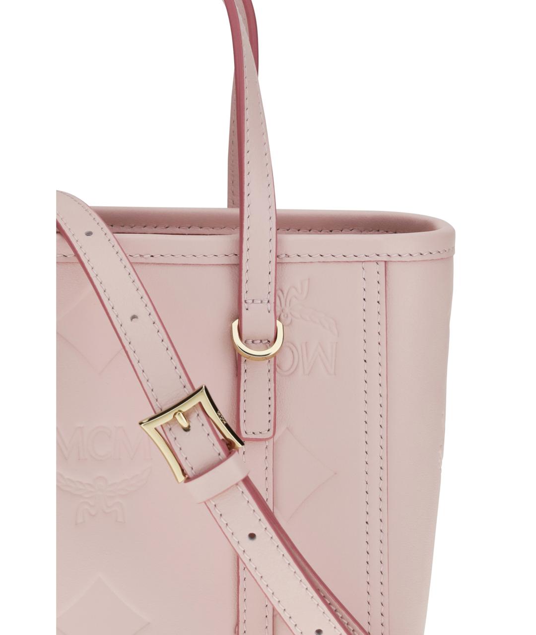 MCM Розовая кожаная сумка тоут, фото 4