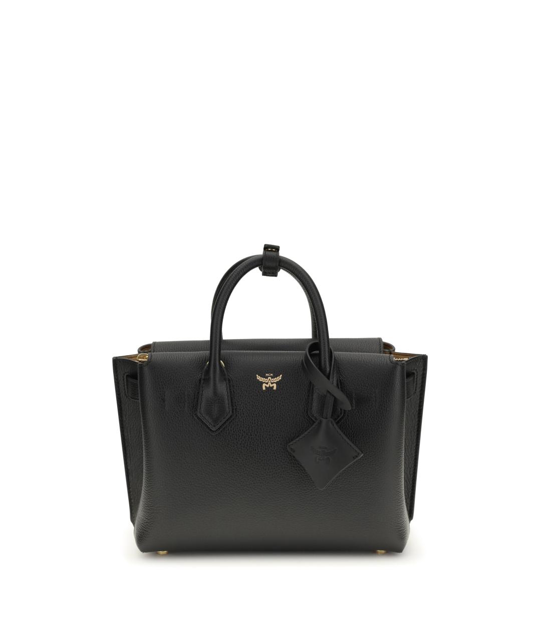 MCM Черная кожаная сумка с короткими ручками, фото 1
