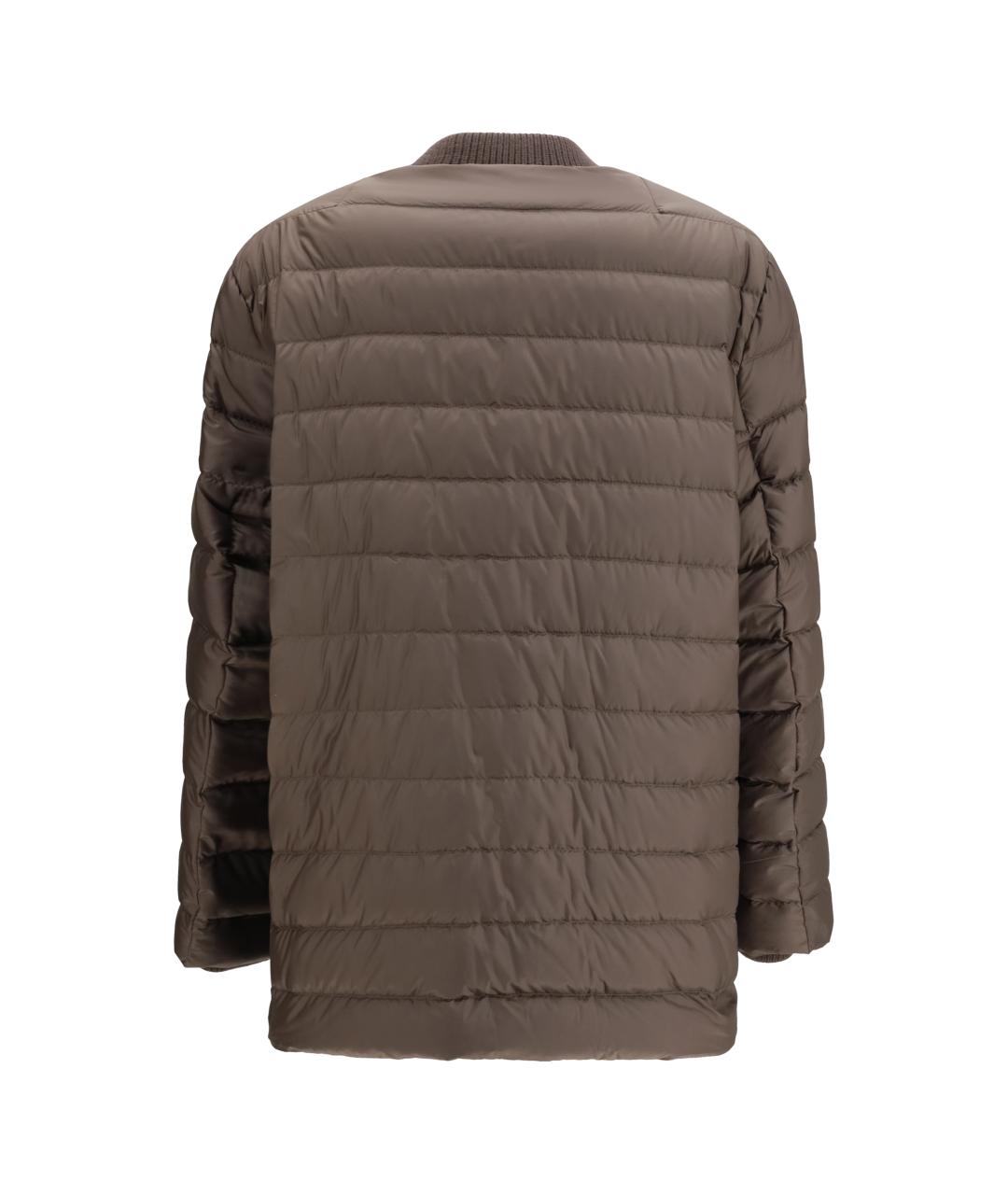 MONCLER Коричневый полиэстеровый пуховик, фото 2