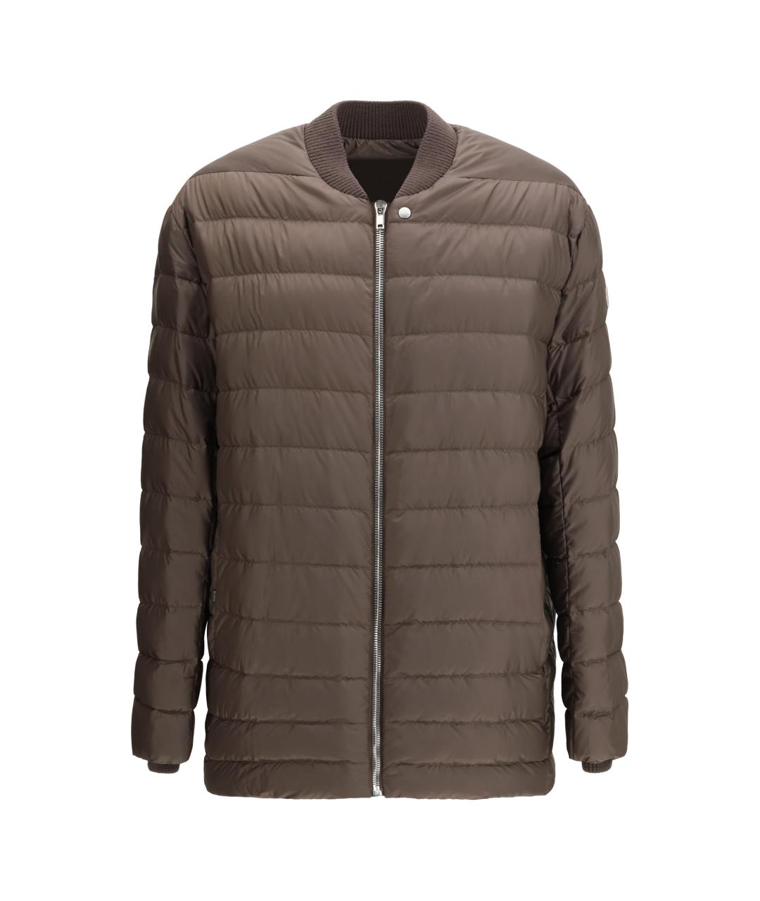 MONCLER Коричневый полиэстеровый пуховик, фото 1