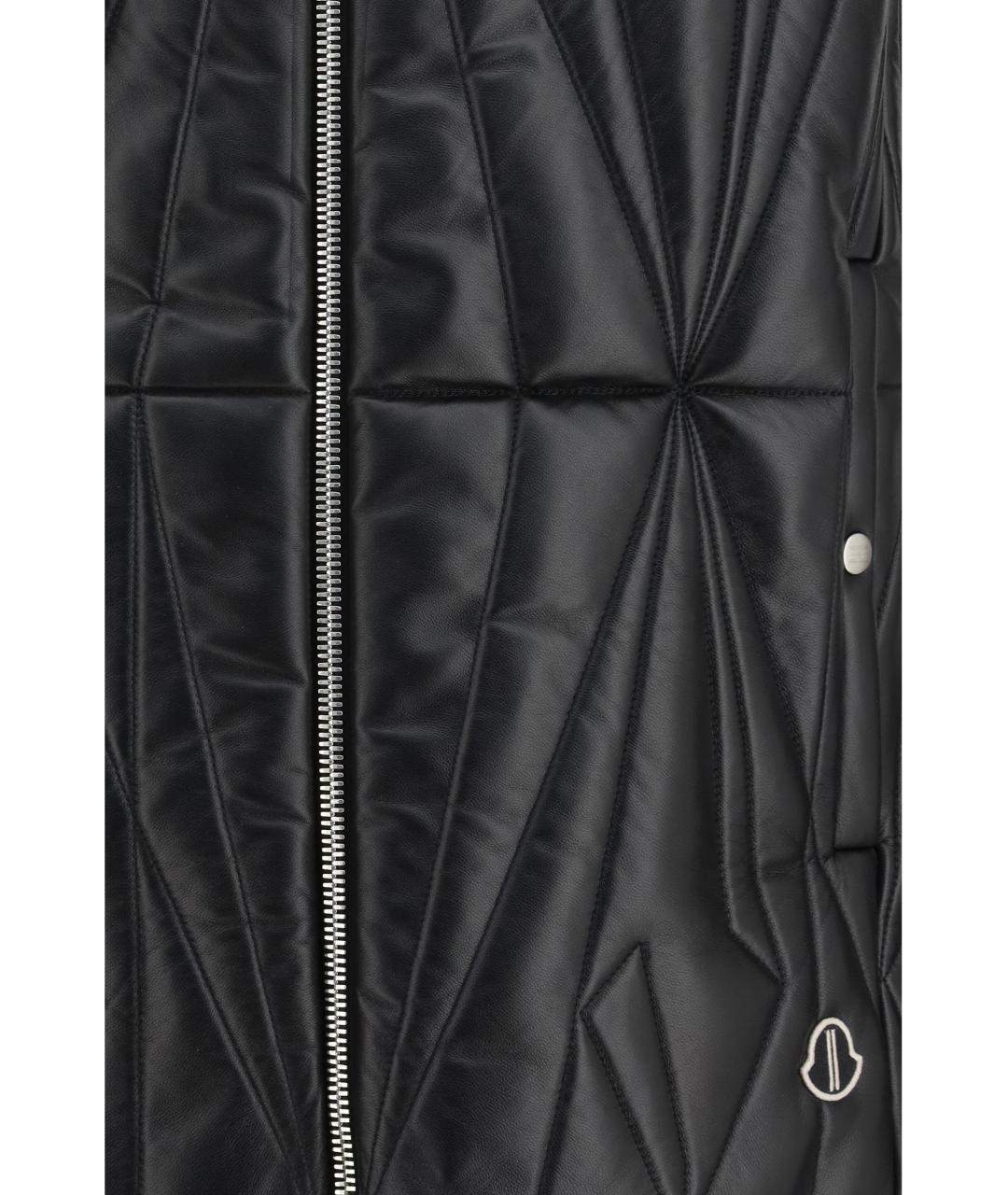 MONCLER Черный кожаный жилет, фото 3