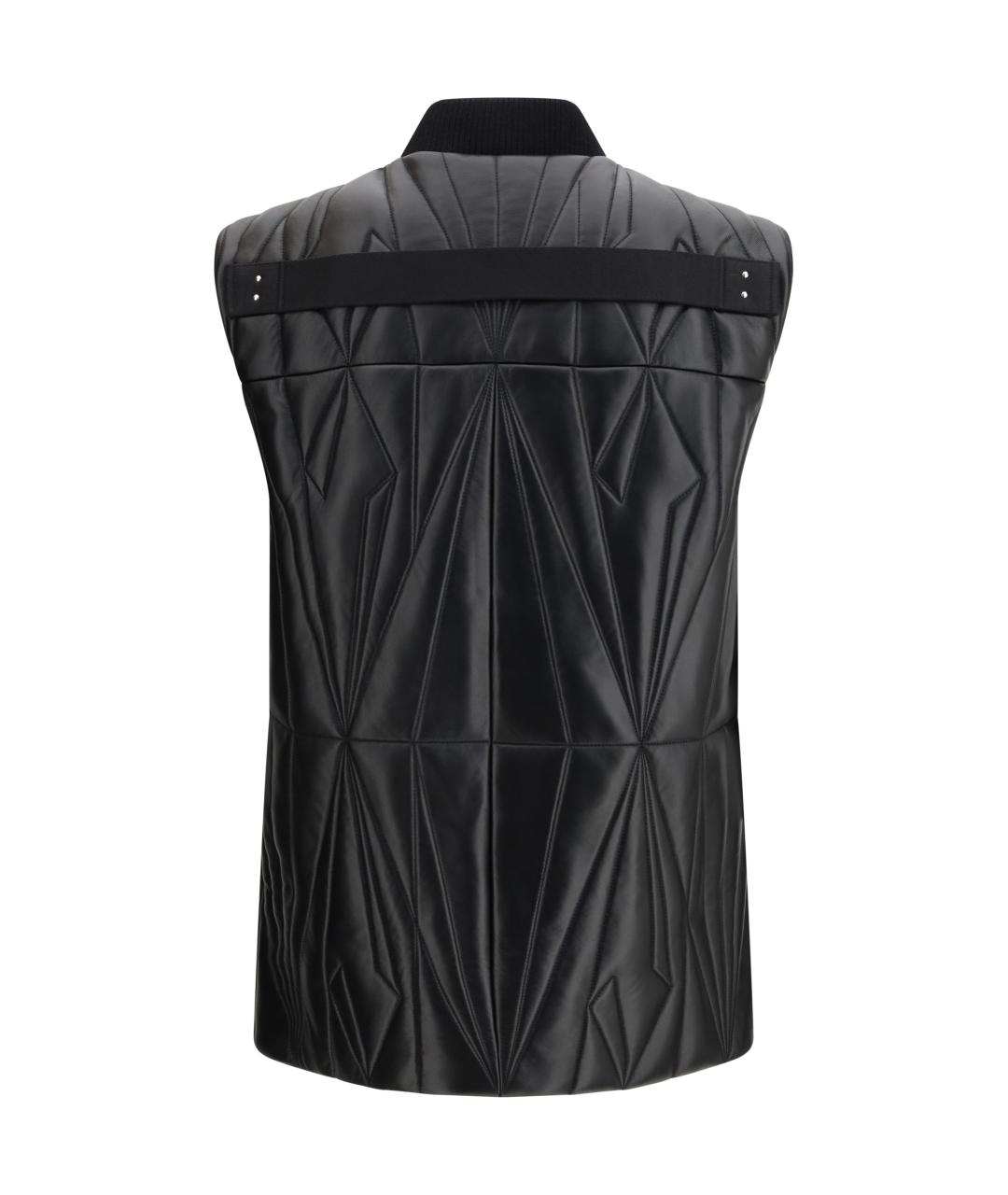 MONCLER Черный кожаный жилет, фото 2