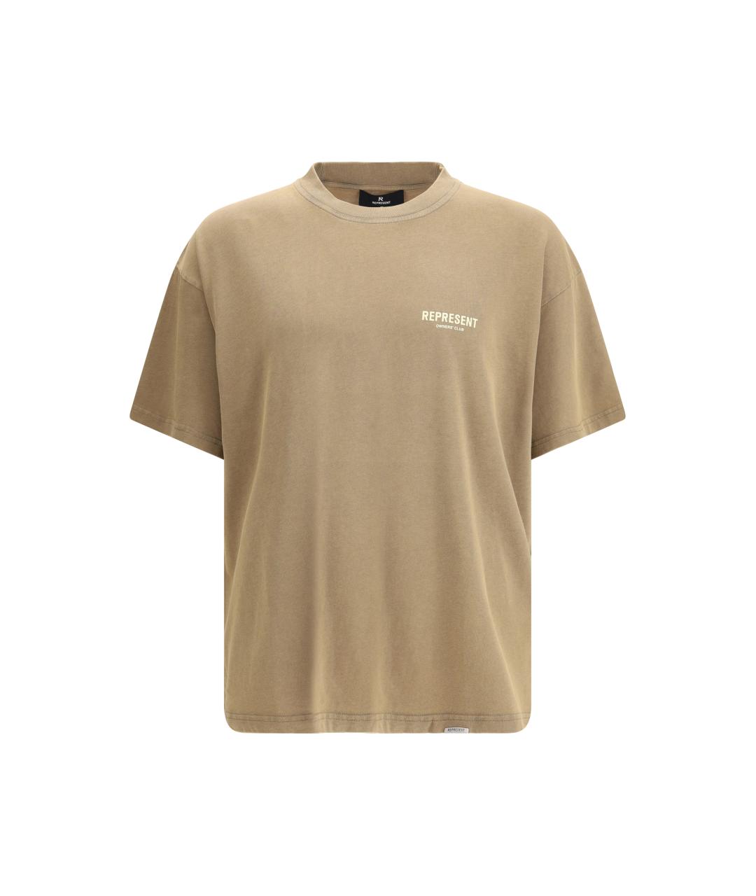 REPRESENT Бежевая хлопковая футболка, фото 4