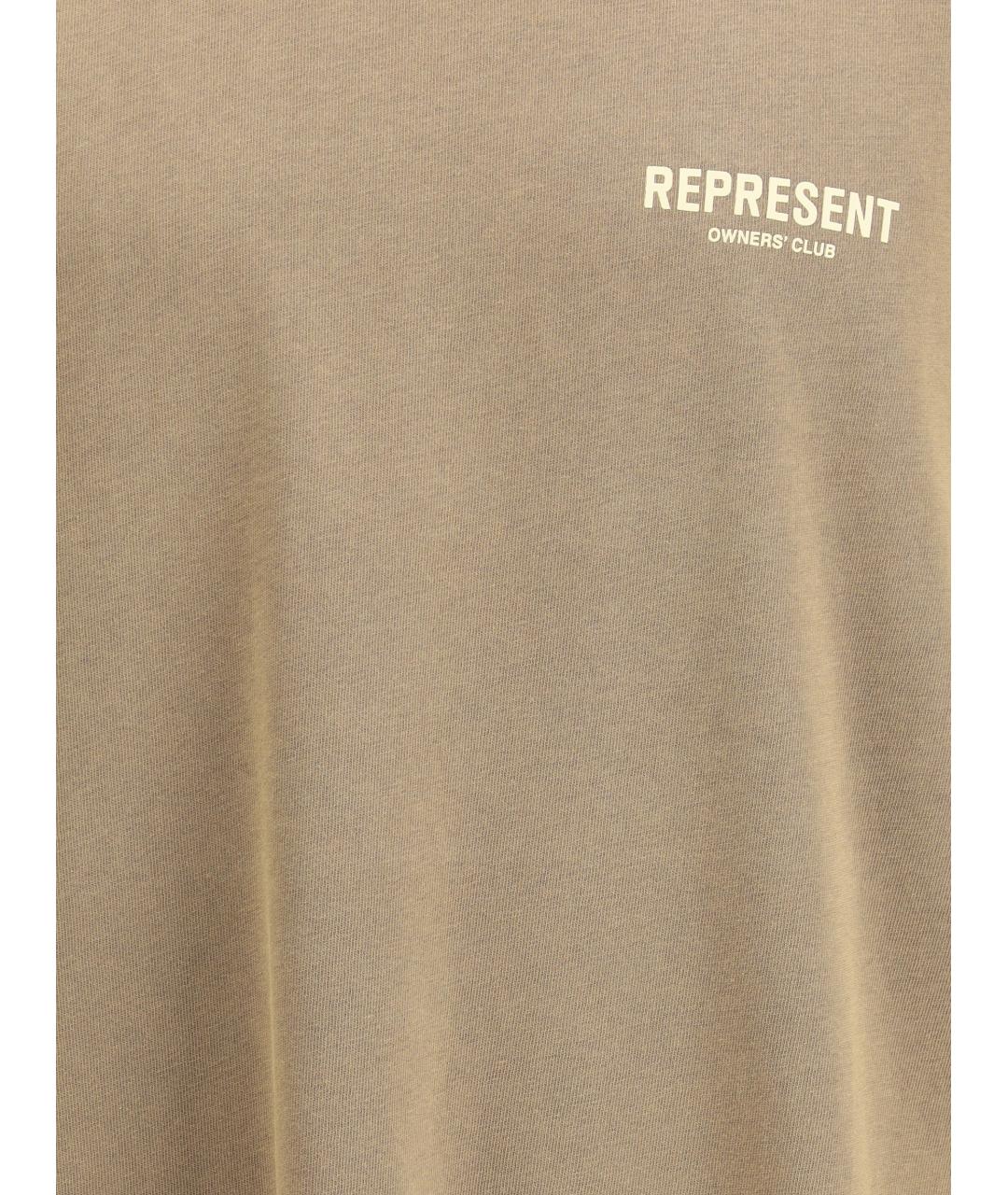 REPRESENT Бежевая хлопковая футболка, фото 3