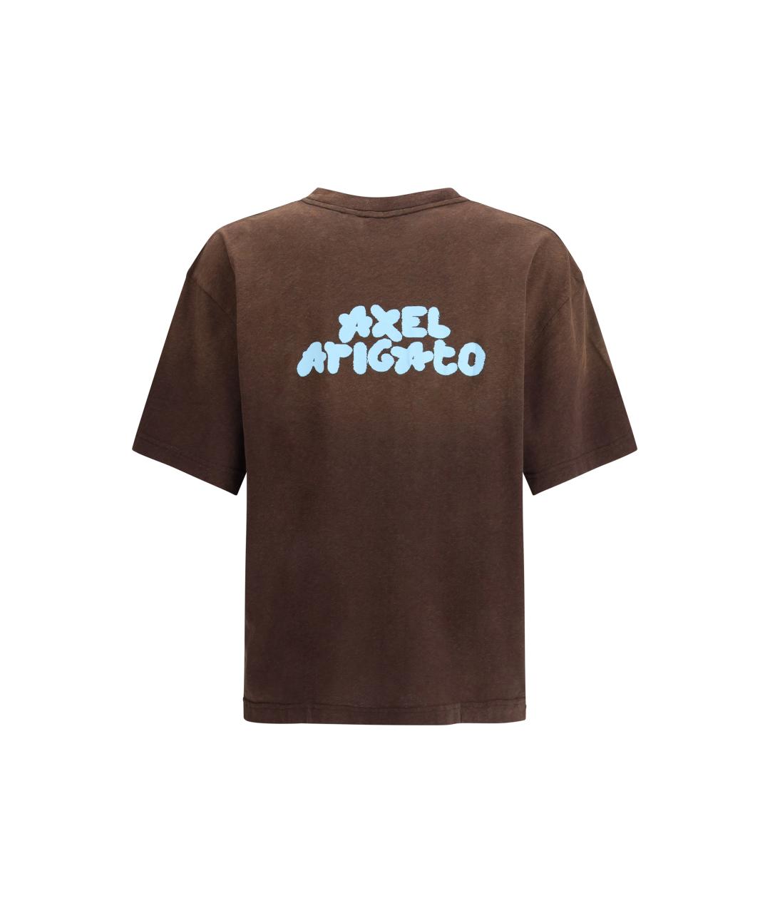 AXEL ARIGATO Коричневая хлопковая футболка, фото 2
