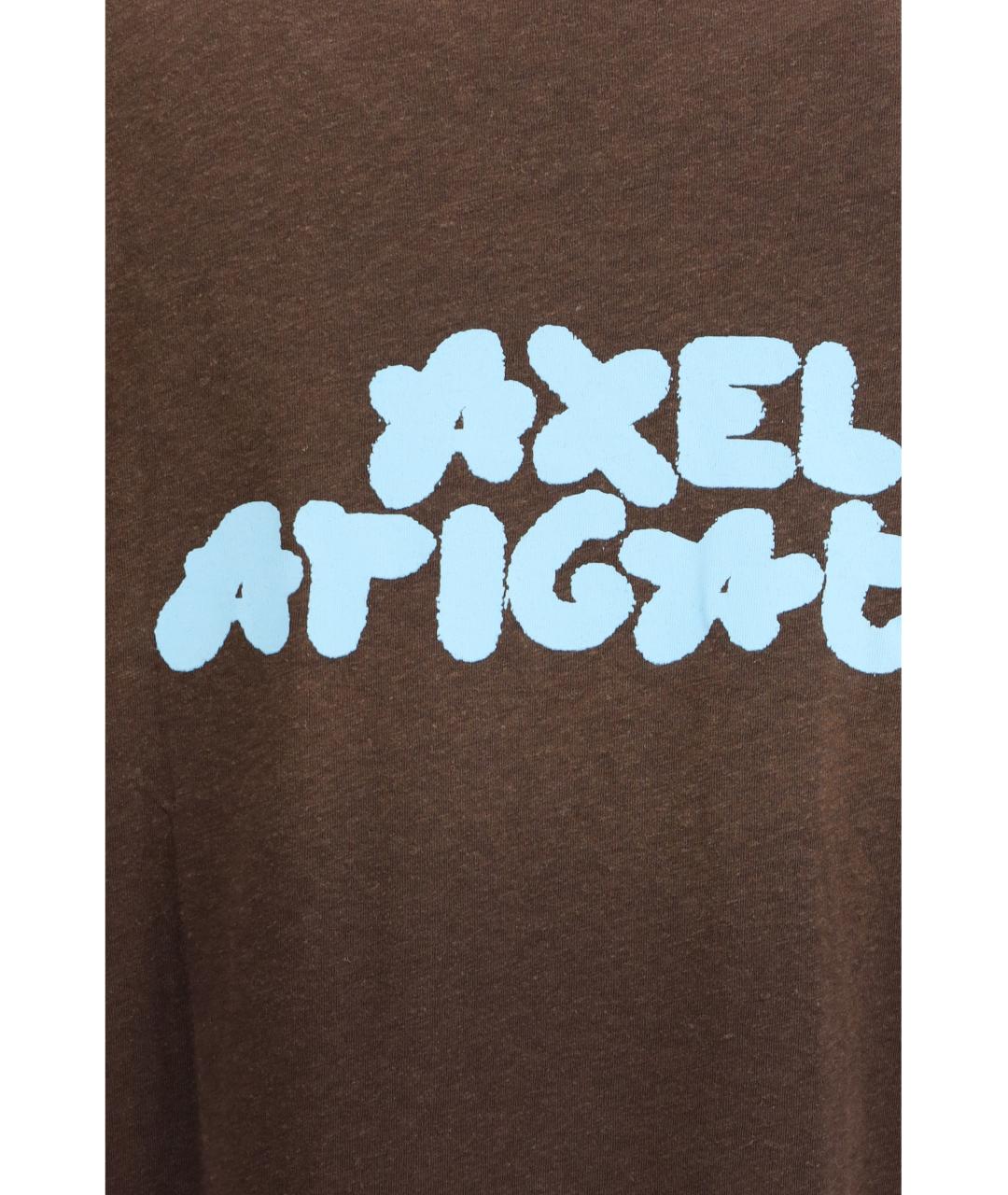 AXEL ARIGATO Коричневая хлопковая футболка, фото 3