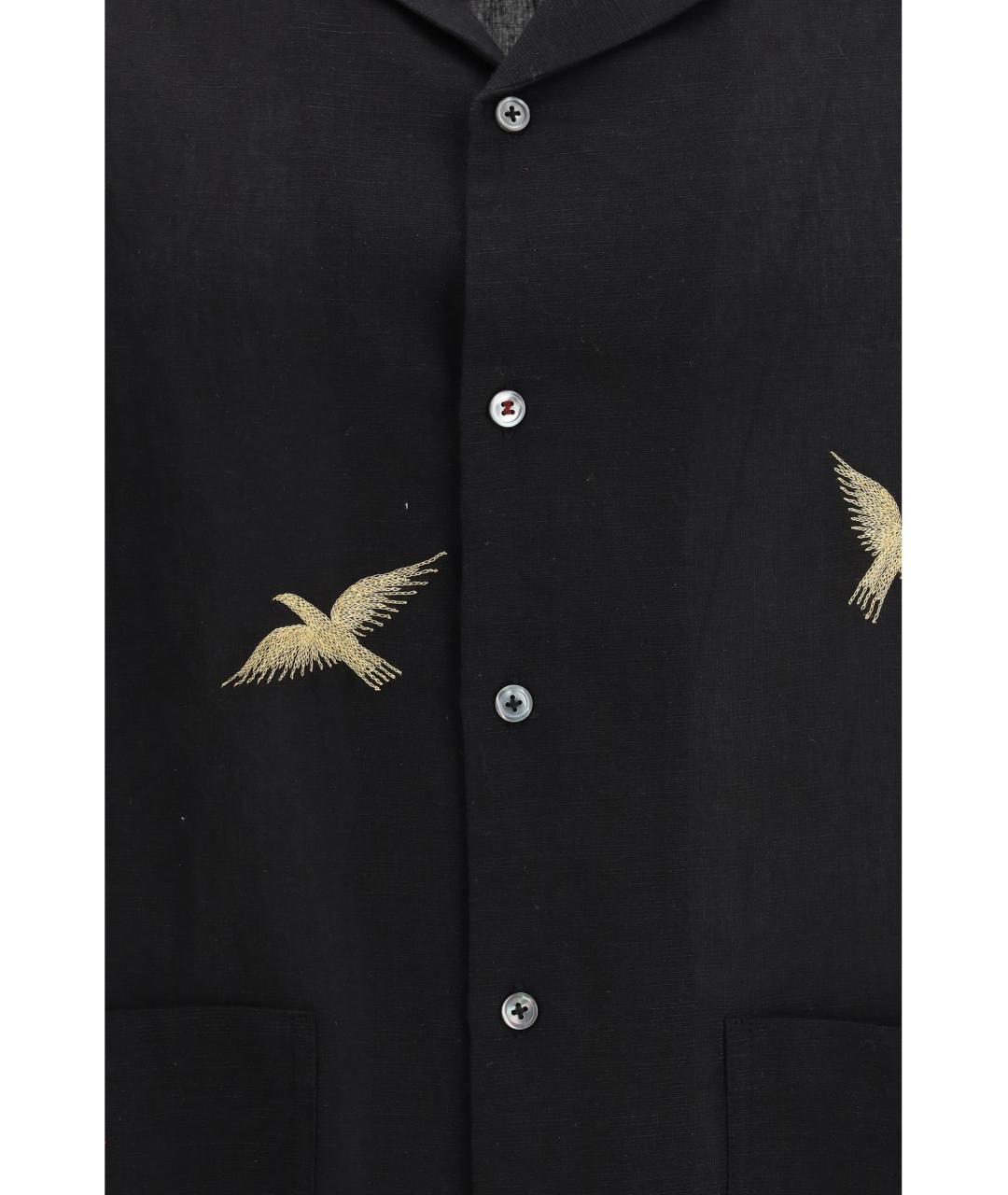 BAZISZT Черная хлопковая кэжуал рубашка, фото 3